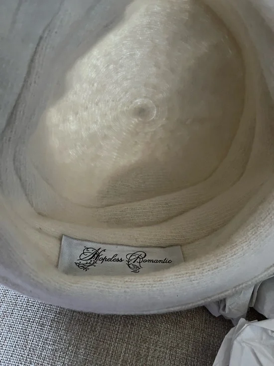 Cream Felt Cloche Hat with Floral Trim - Picture 8 of 9